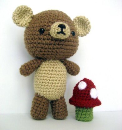 Little Amigurumi Bear and Mushroom Pattern Set