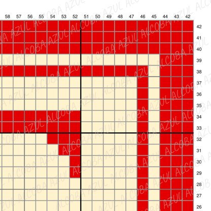 Letter T Red Cream Bordered Cushion Mini C2C Crochet Pattern Initial Name ABC Pillow