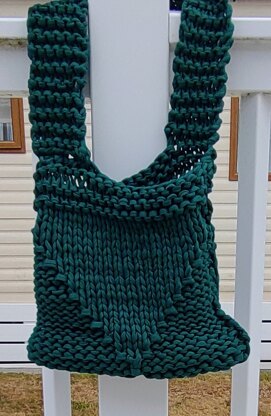 Soft green tote bag - test knit