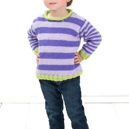 Stripe-it-Easy Pullover in Red Heart Soft Baby Steps - LW3236EN