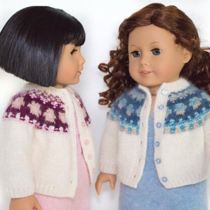 Bohus Cardigan for 18 inch Dolls, Knitting Pattern, Doll Clothes Pattern