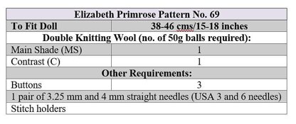 Valentina Dolls Bodysuit and Hat Knitting Pattern P69 – Elizabeth Primrose Patterns