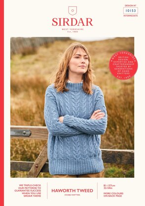 Turtle Neck Cable Jumper in Sirdar Haworth Tweed - 10153 - Downloadable PDF