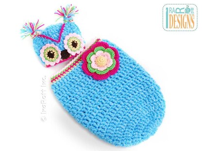 Chunky Flower Owl Hat and Cocoon