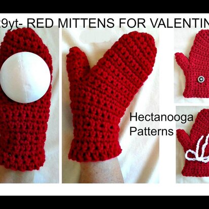 #1129yt - RED MITTENS for Valentines