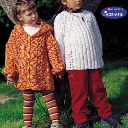 Orange Mélange Girl's Coat with Hood in Adriafil Globe - Downloadable PDF