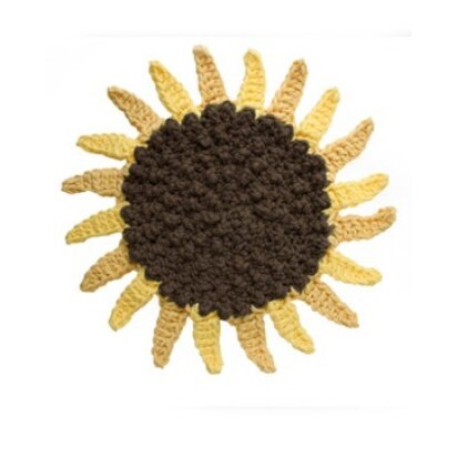 Crochet Sunflower Dishcloth in Lily Sugar 'n Cream Solids - Downloadable PDF