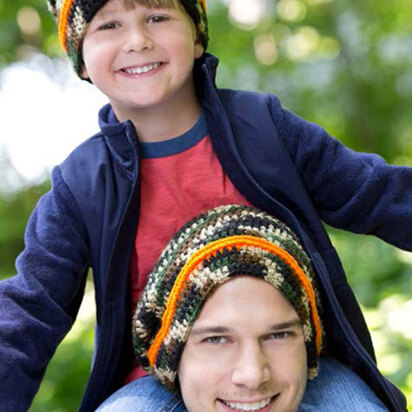 Dad & Son Camo Hats in Red Heart Sport - LW3811 - Downloadable PDF