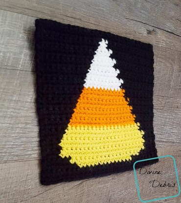 8" Tapestry Candy Corn Afghan Square