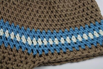 Newsboy Hat with Sky Blue and White Stripes