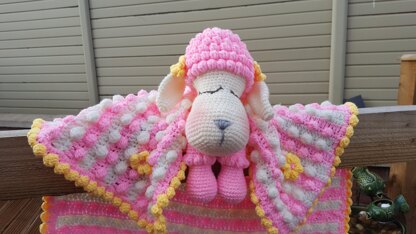 Pink Sleepy Sheep Crochet Blanket