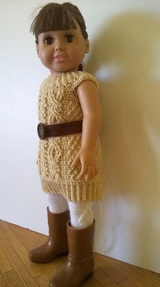 Crochet cable tights for 18" dolls
