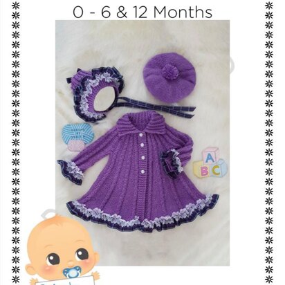 Amelia swing coat baby knitting pattern 0-6 & 12mths