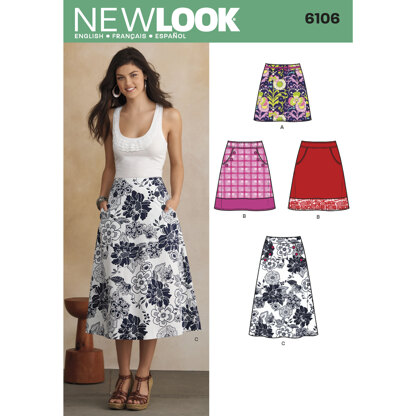 New Look Misses' Skirts 6106 - Paper Pattern, Size A (10-12-14-16-18-20-22)