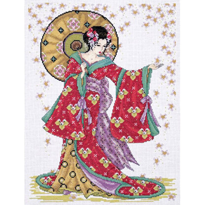 Design Works Red Geisha Cross Stitch Kit - 30cm x 40cm