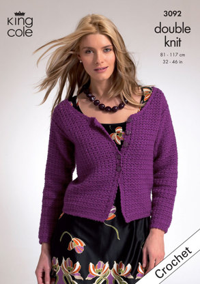 Crochet Slipover & Cardigan in King Cole Merino Blend DK - 3092