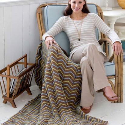 Zig Zag Ease Throw in Red Heart Super Saver Economy Solids - LW3106 - knitting pattern