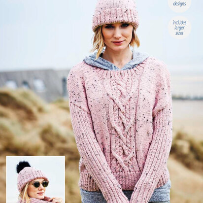 Sweater, Cowl & Hat in Stylecraft Special Aran with Wool - 9555 - Downloadable PDF