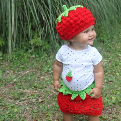 Strawberry Hat, Skirt & Pendant Outfit