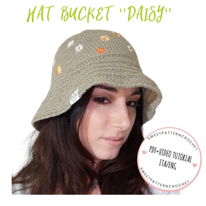 DAISY HAT BUCKET PATTERN CROCHET