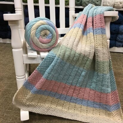 Vertical Lines Baby Blanket in Plymouth Yarn Hot Cakes - F828 - Downloadable PDF
