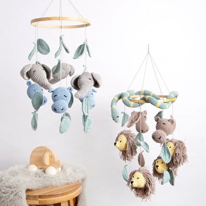 Wool Couture Hippo & Elephant Baby Mobile Crochet Kit