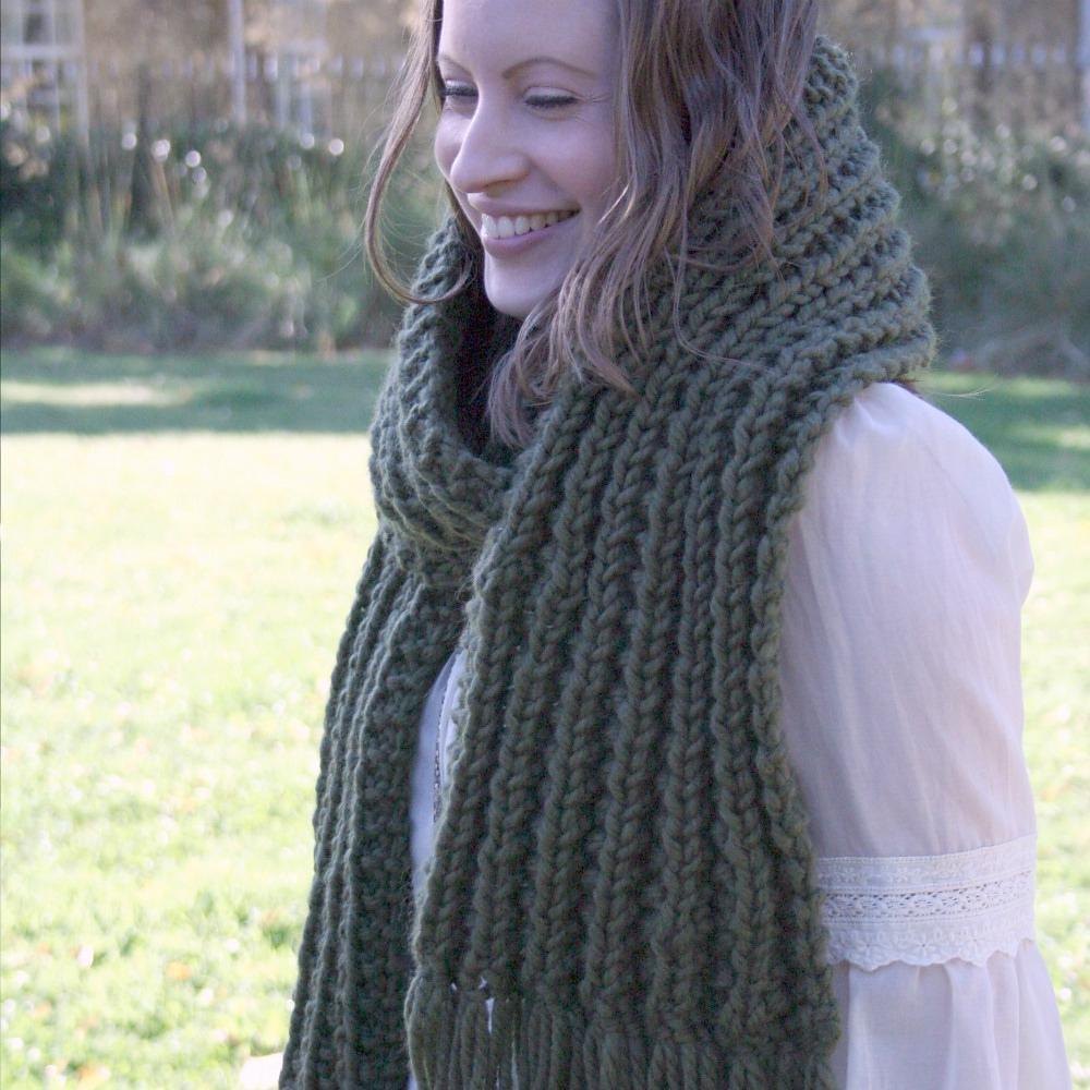 Bulky Rib Tassel Scarf Knitting pattern by Miss Knit Nat LoveCrafts