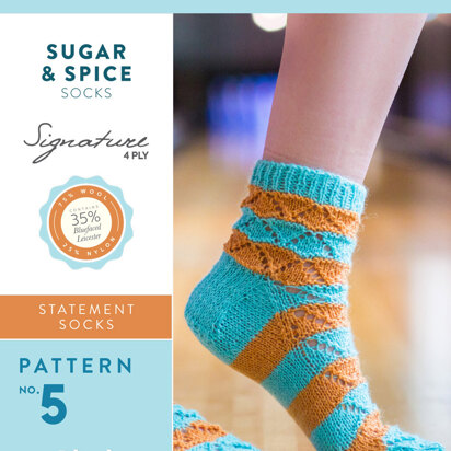 Sugar and Spice Socks in West Yorkshire Spinners Signature 4 Ply - Downloadable PDF