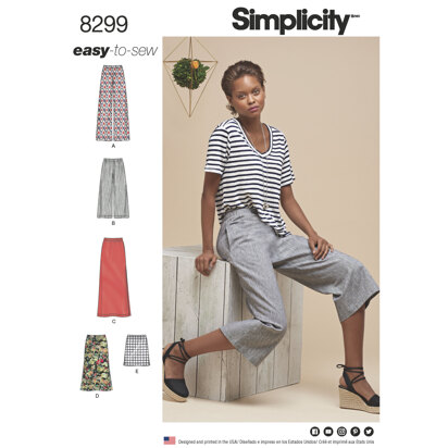 Simplicity Pattern 8299 Women's Skirts  or trousers in various lengths 8299 - Sewing Pattern