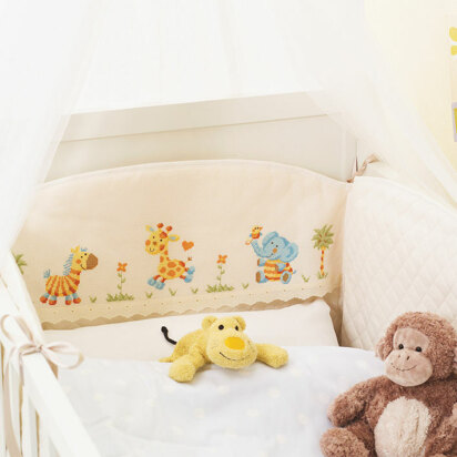 Made with Love - Happy Jungle Friends Cot Bumper in Anchor - Downloadable PDF