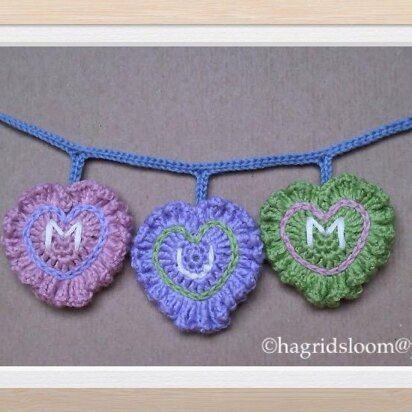 Crochet hearts for Mum