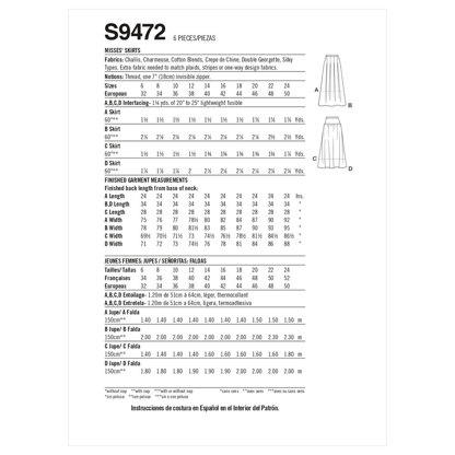 Simplicity Kinderröcke S9472 - Schnittmuster, Größe 16-18-20-22-24