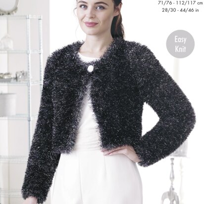 V & Round Neck Cardigans in King Cole Tinsel Chunky - 4442 - Downloadable PDF