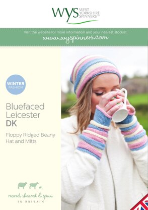 Floppy Ridged Beany Hat & Mitts in West Yorkshire Spinners Bluefaced Leicester DK
