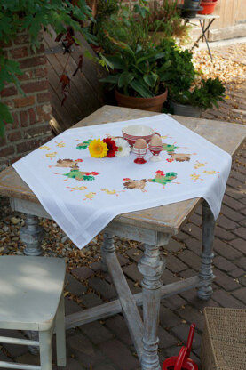 Vervaco Chicken Family Tablecloth Kit (80 x 80 cm) - 80 x 80cm