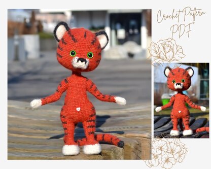 Crochet Pattern: Little Tigre toy PDF,