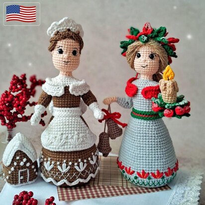 Gingerbread lady Christmas Lady crochet amigurumi pattern by Svitlana Bozhko.