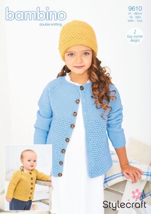 Crochet Cardigan and Hat in Stylecraft Bambino DK - 9610 - Downloadable PDF