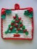 Christmas tree potholder with holly leaf clusters