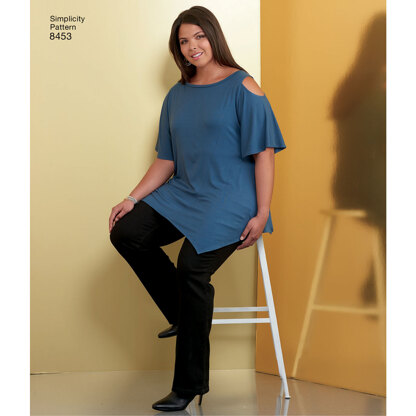 Simplicity 8453 Women's Knit Tops - Paper Pattern, Size A (XXS-XS-S-M-L-XL-XXL)