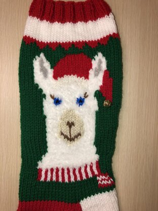 Llama Face Christmas Stocking