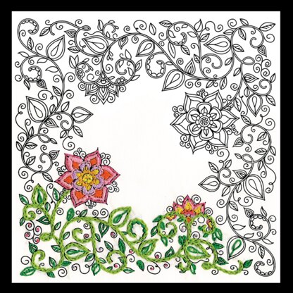 Design Works Zenbroidery - Garden Printed Embroidery Kit - 25.5cm x 25.5cm