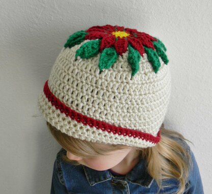 Poinsettia crochet hat