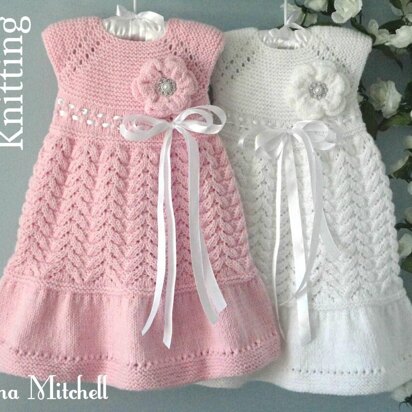 Knitting PATTERN Christening Baby Dress Knitted Baby Dress