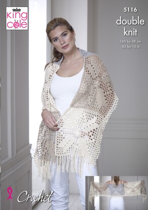Wrap and Off the Shoulder Top in King Cole Finesse Cotton Silk DK - 5116 - Leaflet