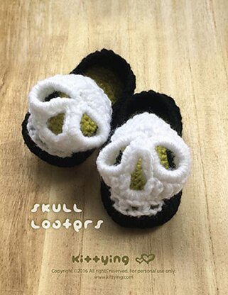 Halloween Skull Baby Loafers Booties by Kittying