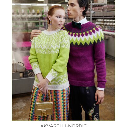 Novita Akvarelli-Nordic Patterned Knitted Sweater in 7 Novita Veljestä - Downloadable PDF