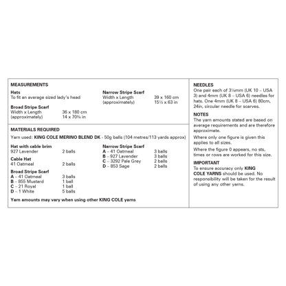 Hats and Scarves in King Cole Merino Blend DK - 6370 - Leaflet