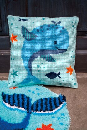 Vervaco Whales Fun Cross Stitch Cushion Kit - 40 x 40 cm