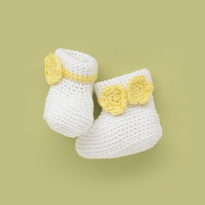 Fledgling Floral Bootees - Free Crochet Pattern For Babies in Paintbox Yarns Cotton DK